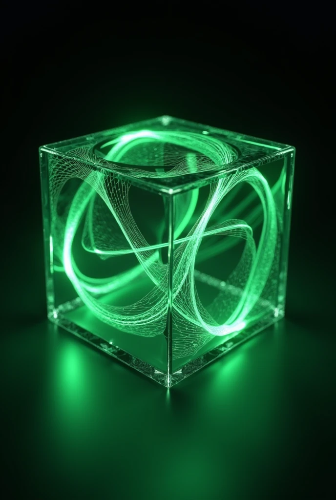 3D cube with green vectors
