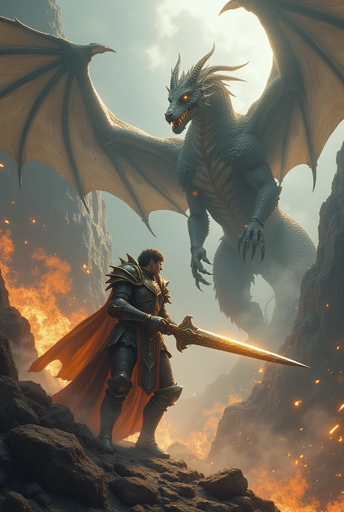 A paladin fighting a dragon