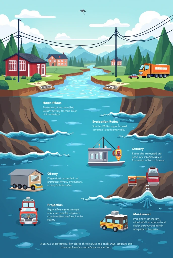 Flood mitigation measures: Use pumps and temporary barriers to manage accumulated water in operational areas. Ensuring that contaminated water does not mix with clean water.
Infrastructure protection: Reinforce critical structures that are still standing to prevent them from collapsing due to soil saturation from rainfall.
After a flood, It is crucial to manage the risk of water contamination by avoiding contact with it. It is essential to identify evacuation routes and have an emergency kit ready to respond to the situation. besides, You must ensure that operational areas are monitored and kept clean to prevent the spread of diseases, it is fundamental to follow these steps: