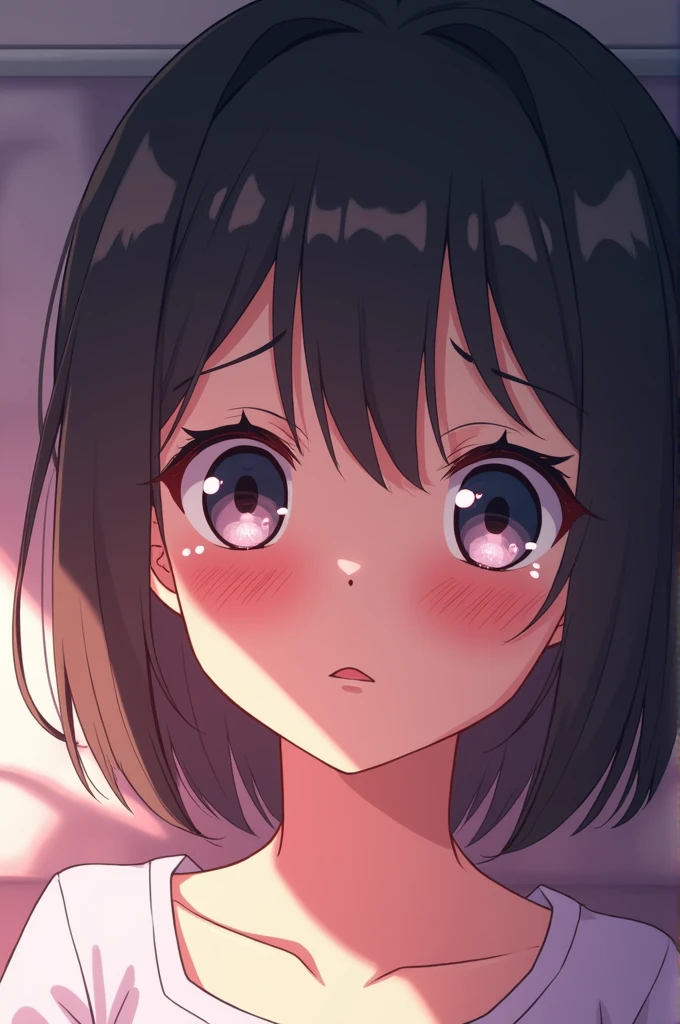 Anime girl cry pink