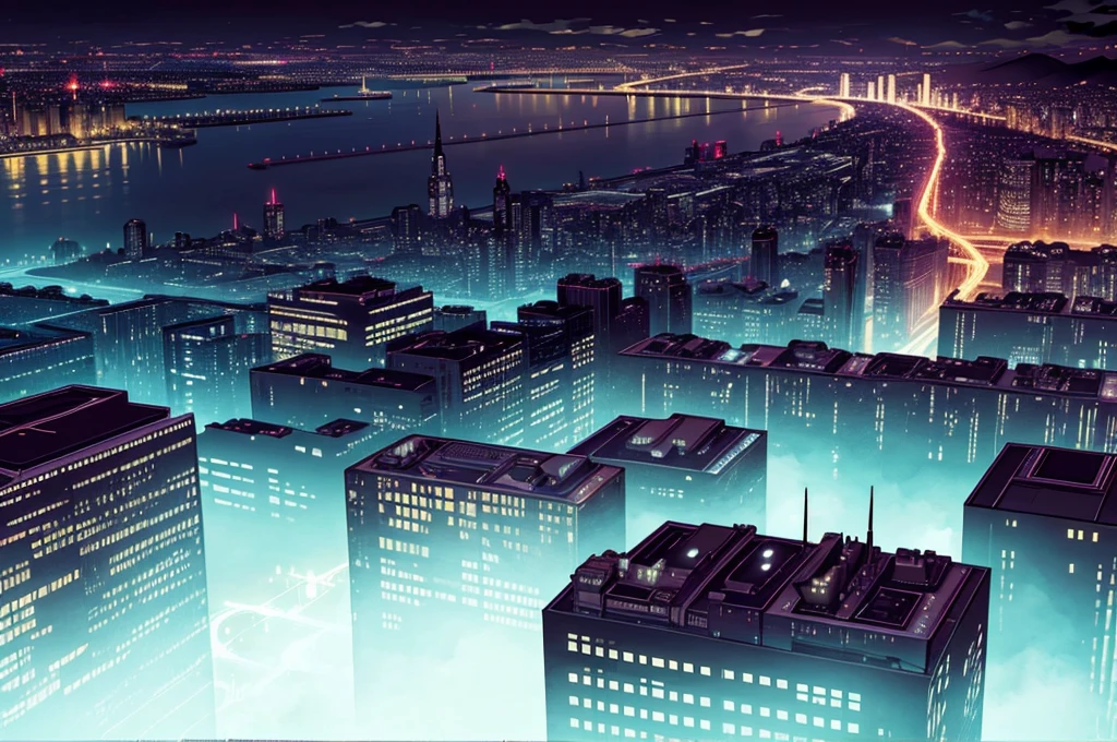 view of gotham city, midnight