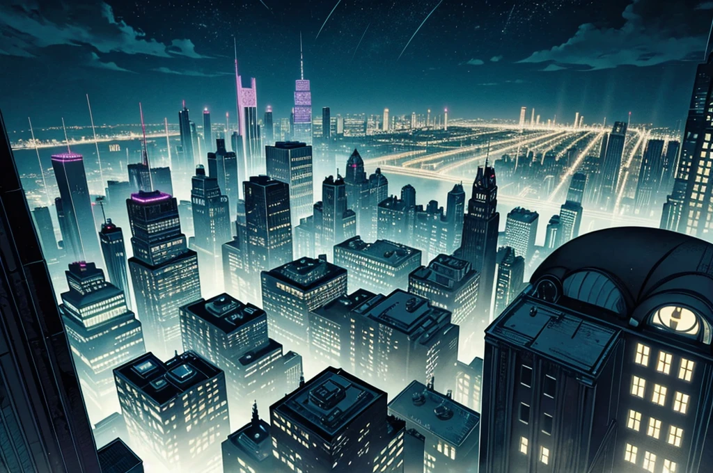 view of gotham city, midnight