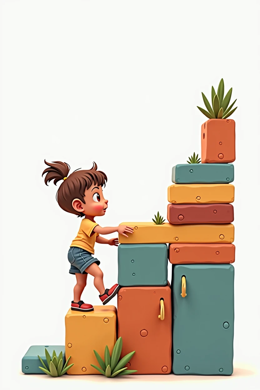 Have the child place one foot on the next block 