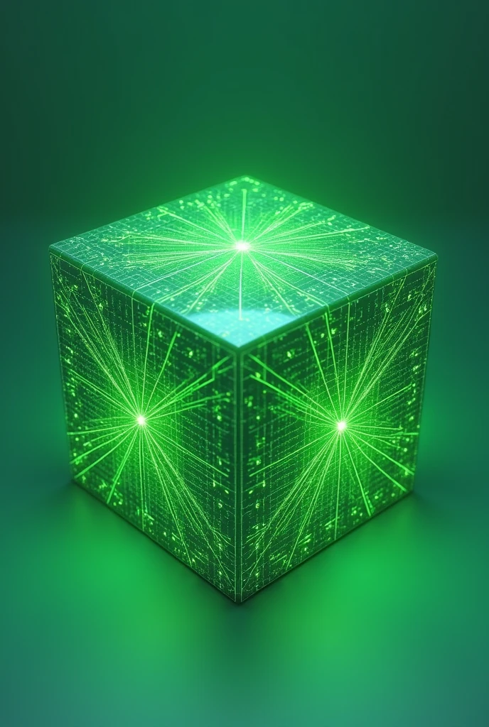 3D cube with green vectors