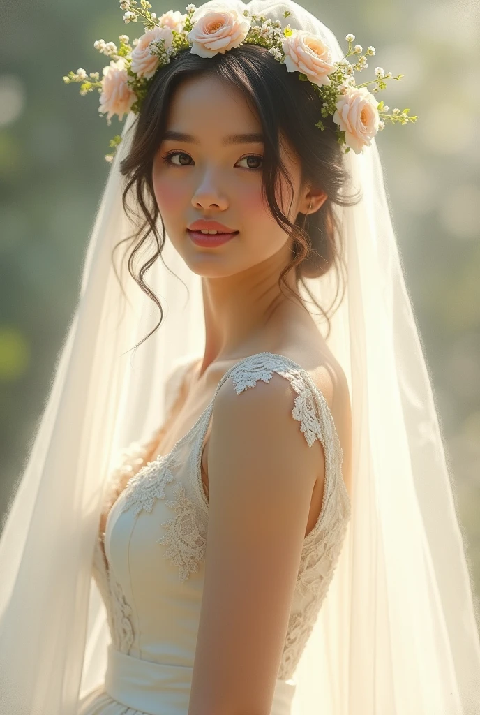 My love, dressed as a bride