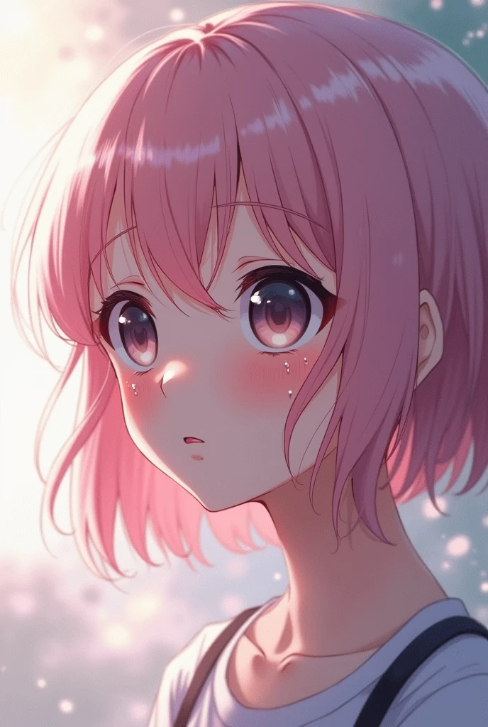 Anime girl pink cry