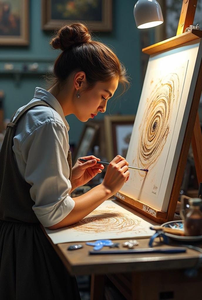 Artist, deawing, making a Drawing, paint in front,