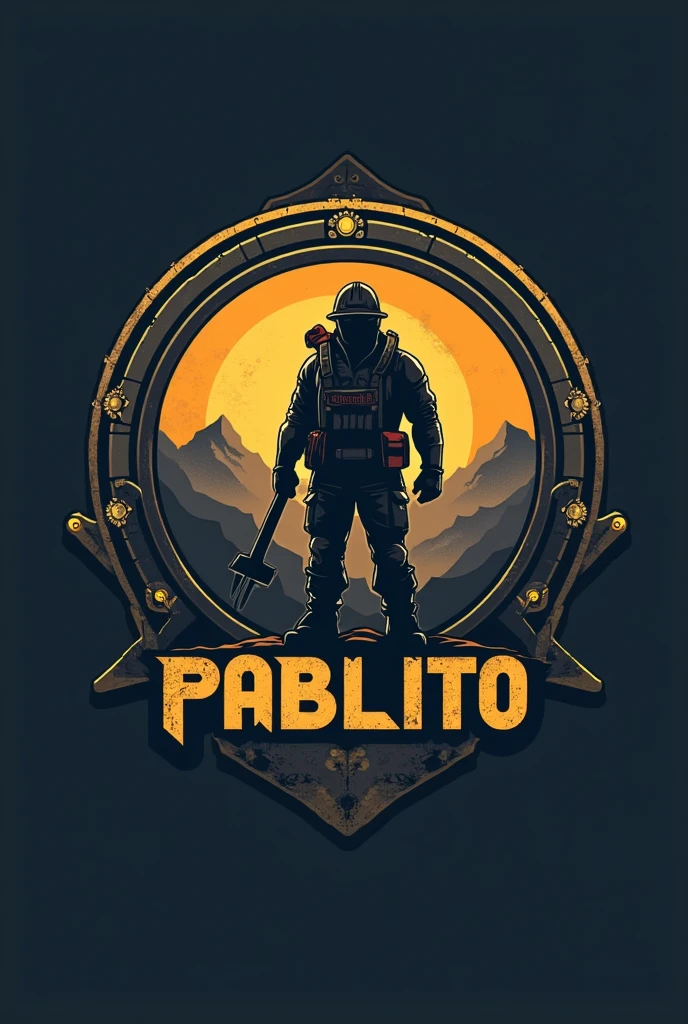 Create a logo for a protector named Pablito that is about mining
