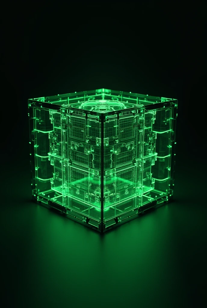 3D cube with green vectors
