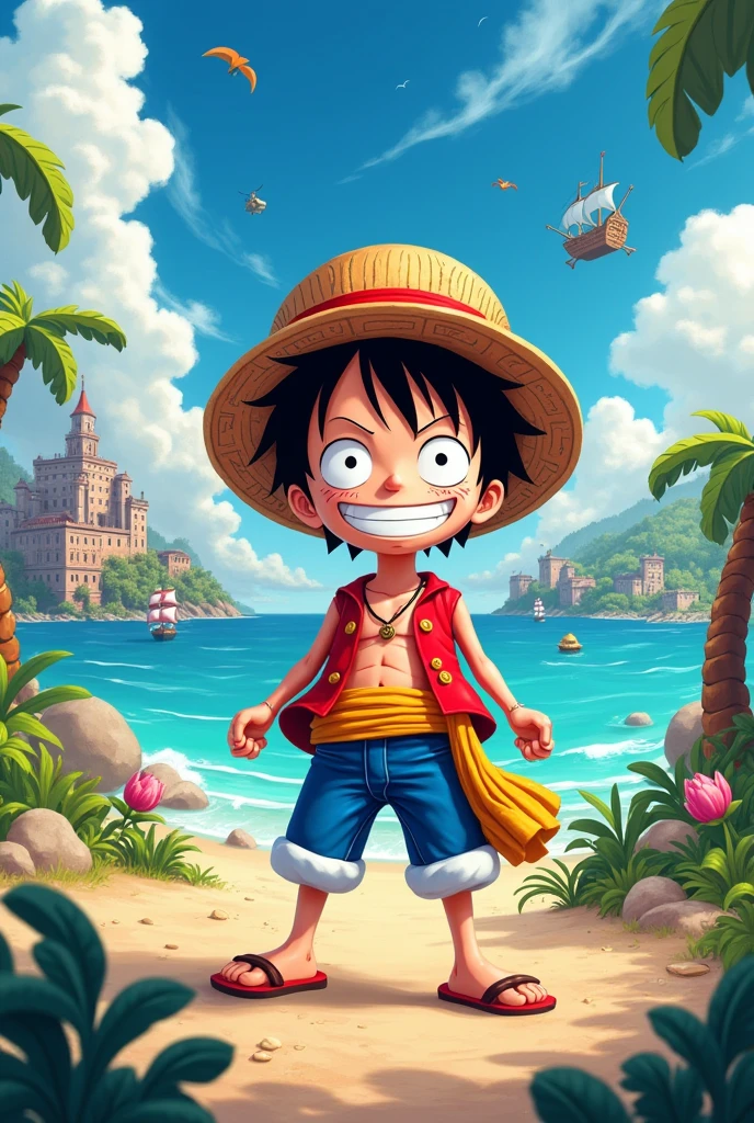 one piece、Luffy、Write it in a Disney style