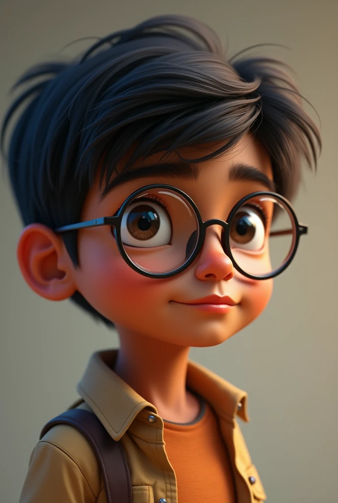 Brown Indian boy with glasses 
