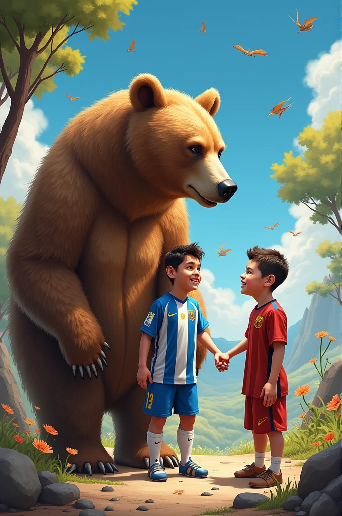 A picture with a bear, Messi and a guy with Down syndrome 
