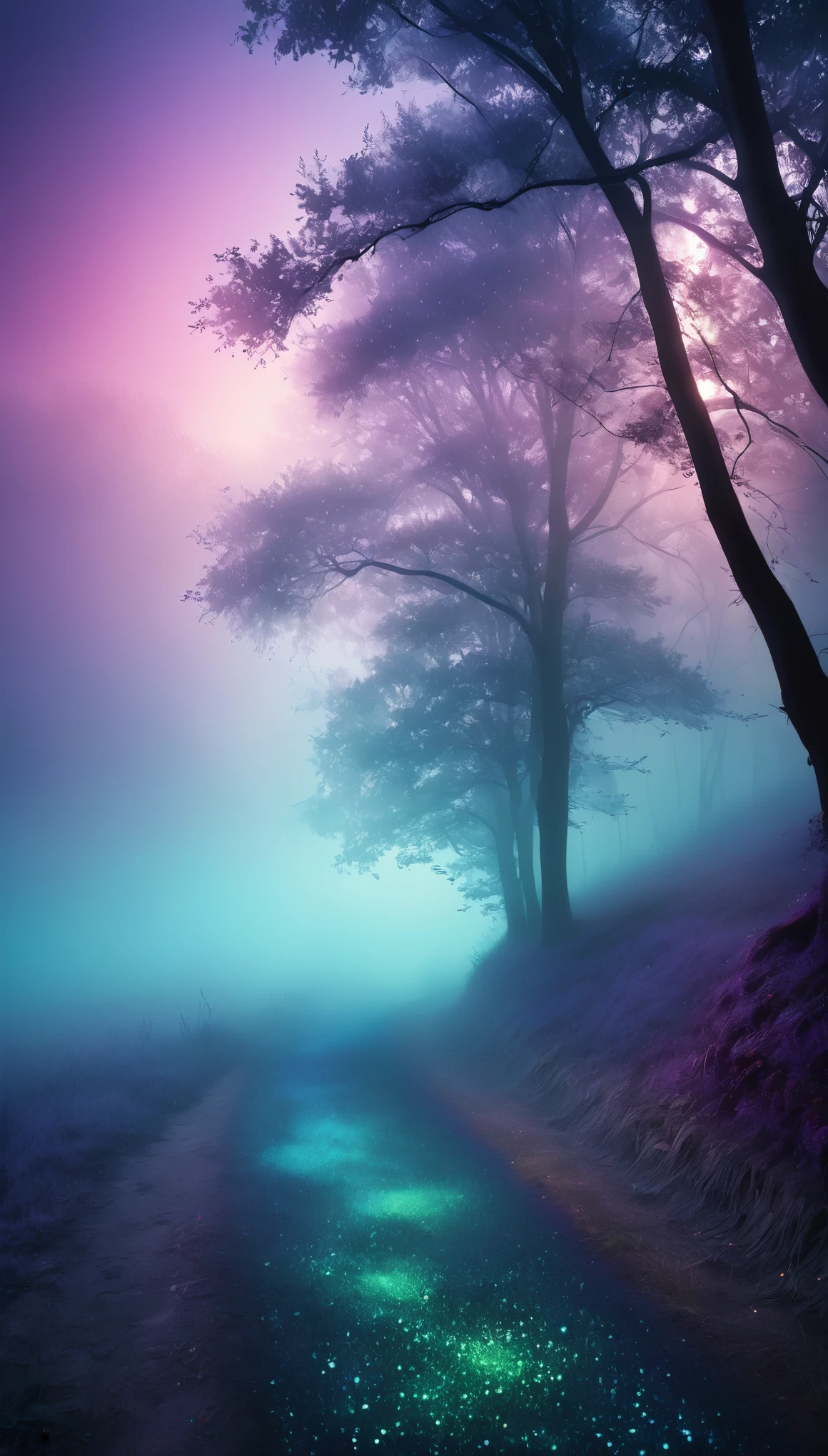 mysterious fog, iridescent, shading effects, gradation magic effects, foggy filter effects, glitter effects, graphic CG digital art
