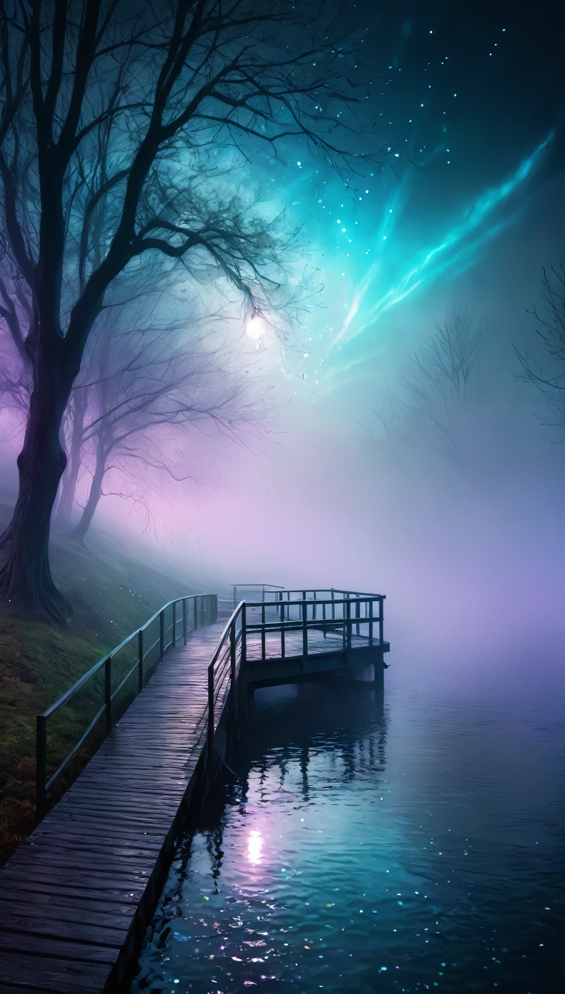 mysterious fog, iridescent, shading effects, gradation magic effects, foggy filter effects, glitter effects, graphic CG digital art