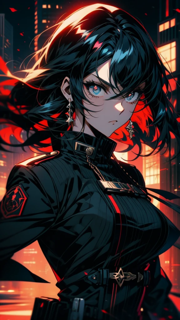 A woman wearing a black jacket and a black mask, Anime Styleに, Anime Styleキャラクター, Style Anime, as an Anime characters, an Anime, Anime characters, (Anime), Anime Moe Art Style, Anime Style, Girls Frontline Style, City Girl Fan Art, modern anime style, female Anime characters, High quality anime art style, Anime Style