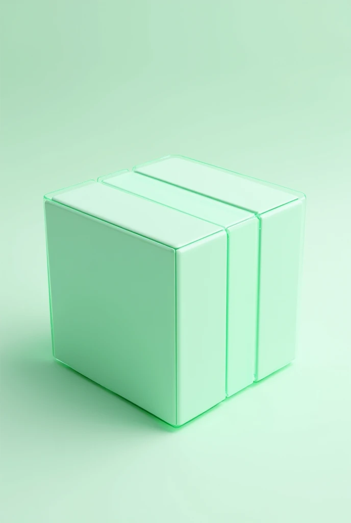 Simple 3D cube with green lines and no background