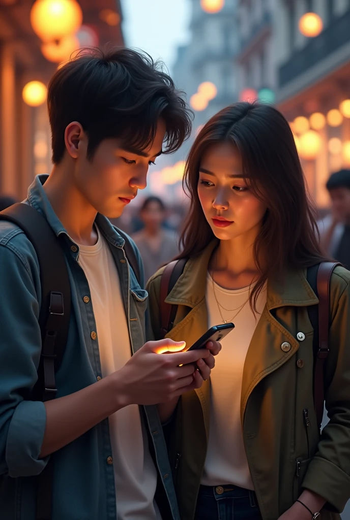 Guy using a cell phone ignores a girl
