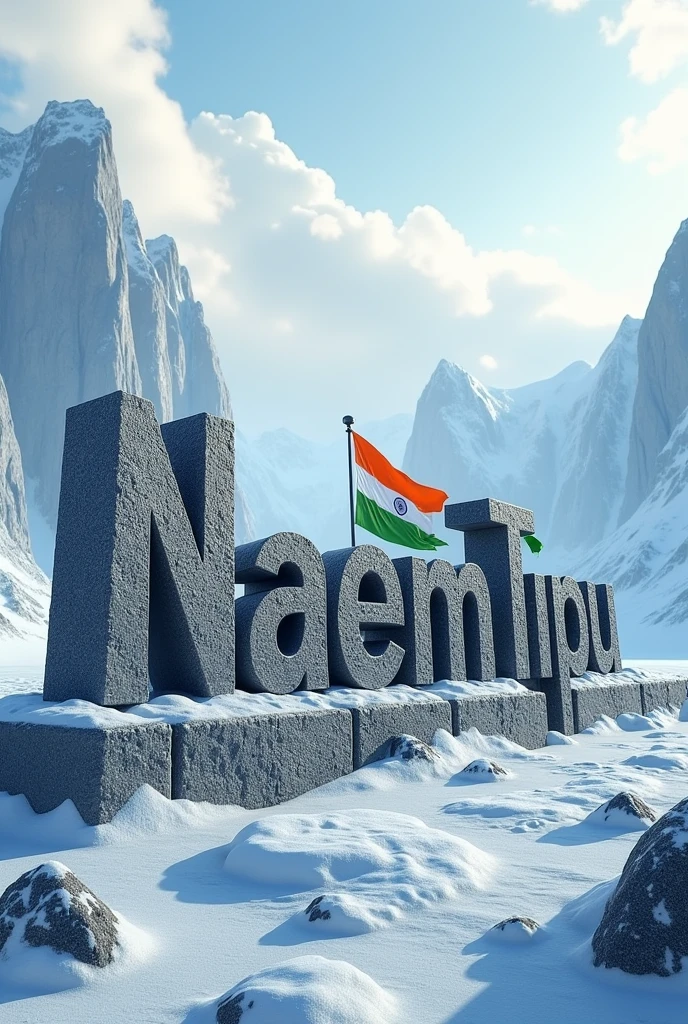 15 August a big iceland and stone type 3d name "NaeemTipu" Indian flag