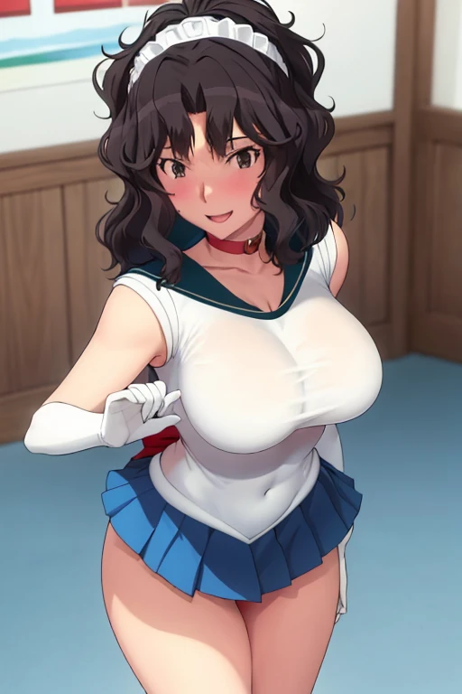 masterpiece, high definition, best quality, rendered art, well formed hands, fingers and body, 1 woman, solo, Kaoru Tanamachi, 31 years old, adult, grown up, wearing Sailor Moon's outfit, large and big breasted, cleavage, full body, sexy sailor senshi uniform, short blue skirt, panties peek, lifted skirt, red boots, gorgeous hips, sexy and bare legs and thighs,,white elbow gloves, sailor collar, tiara, earrings, she is doing exercise in the beach, seductive face, warming up, working out, sexy and captivating training, smiling joyfully and happily , looking at the viewer, , sweating , bouncing breasts, training montage session, beach environment
 