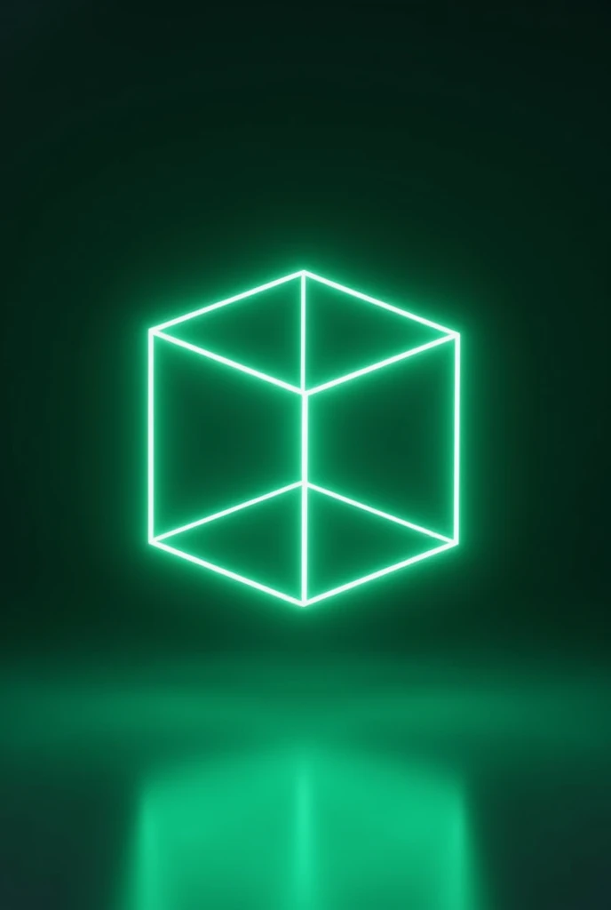 Simple 3D cube with green lines and no background


