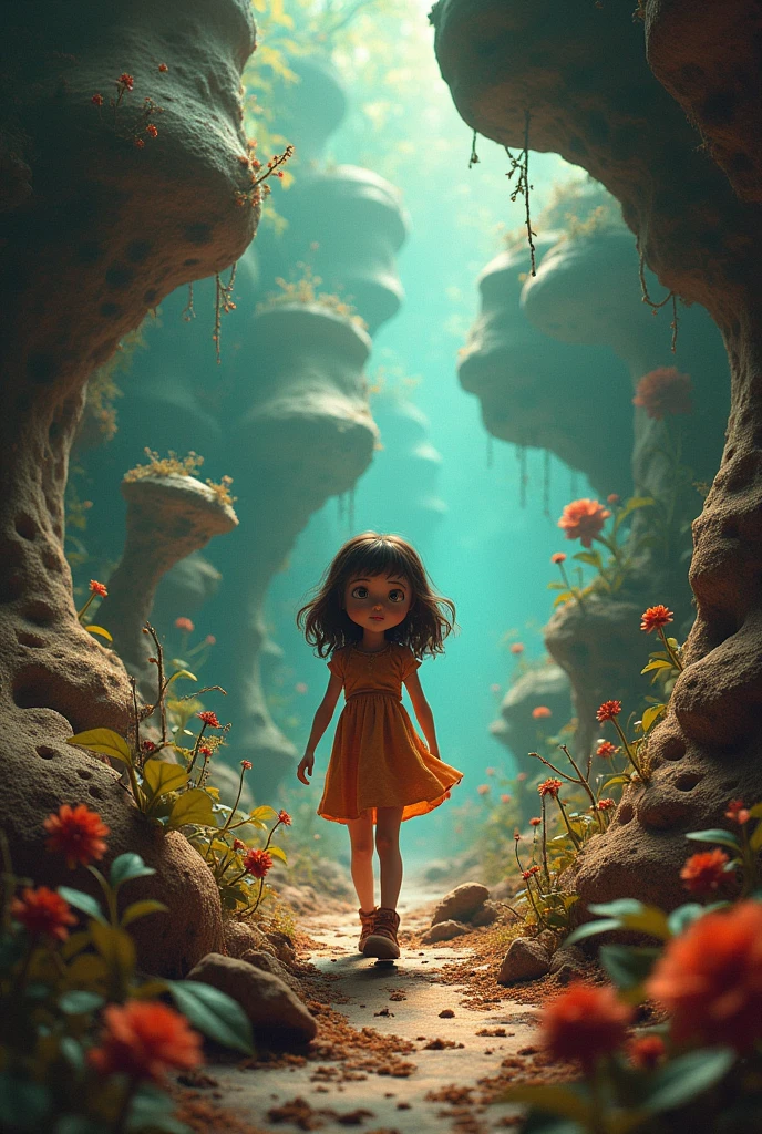 Create the character Coraline in the strange world, character color brown