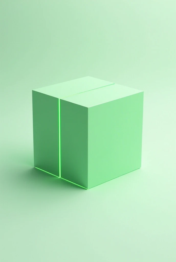 Simple 3D cube with green lines and no background