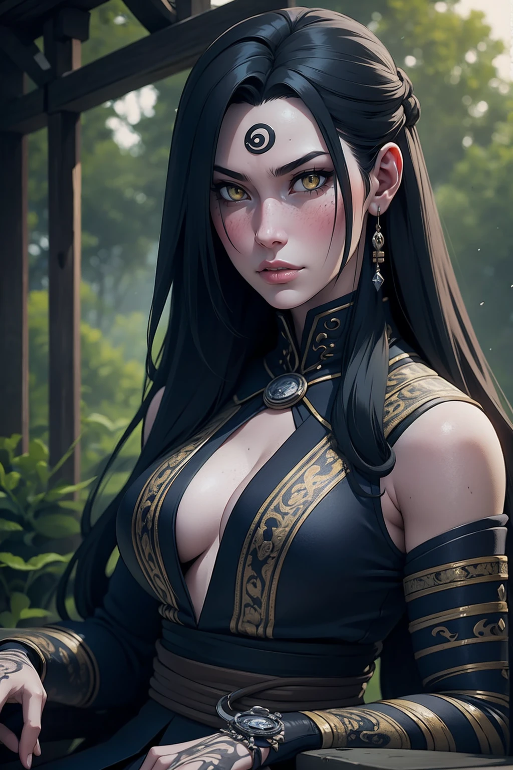 REALISTIC VISION 1.4, BETTER VAE,sharp focus, ultra detail, 32k,realistic photo, intricate details, anime styling, master part, absurderes, orochimaru\(naruto\), 1girl solo, mature woman, Oversized shirt with wide shoulders, perfect composition, circunstantiated lips, beautiful face, body proportion, blush, long hair, yellow eyes, snake eyes, soft gauze, super realistic, circunstanciado, photo shoot, Realistic faces and bodies, master part, best quality, best illustration, hiper detail, 1 girl, sitting alone, glamourous, blush, fully body,