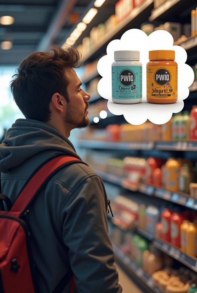 A customer looking at two similar products on the shelf, each priced differently.
*Customer Thought Bubble:* "Which one is worth my money?"