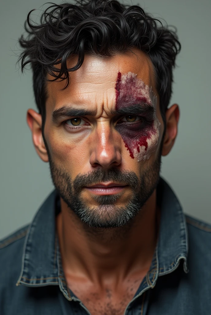Pablo Marçal with one side of his face injured