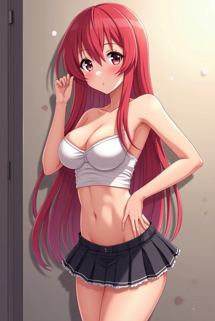 Busty and big ass naked anime girl only in a miniskirt