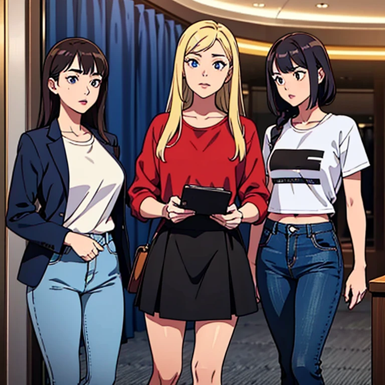 masterpiece, regular woman in jeans and t-shirt, in cinema, with friends