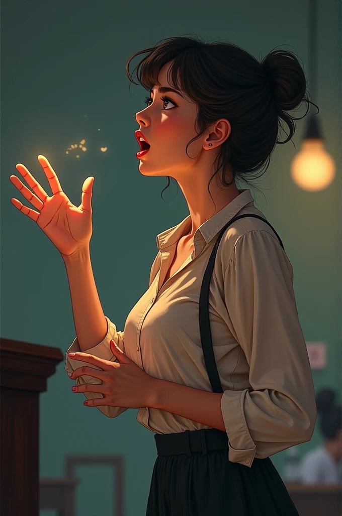 Woman speaks