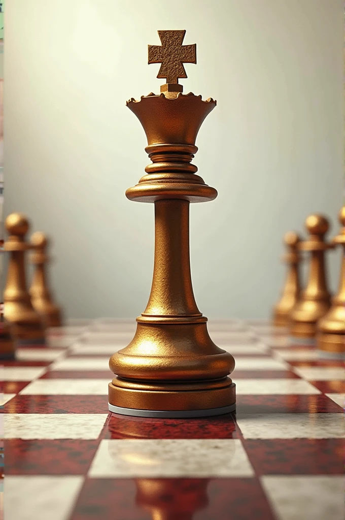 Make an image of a chessboard with a king on top