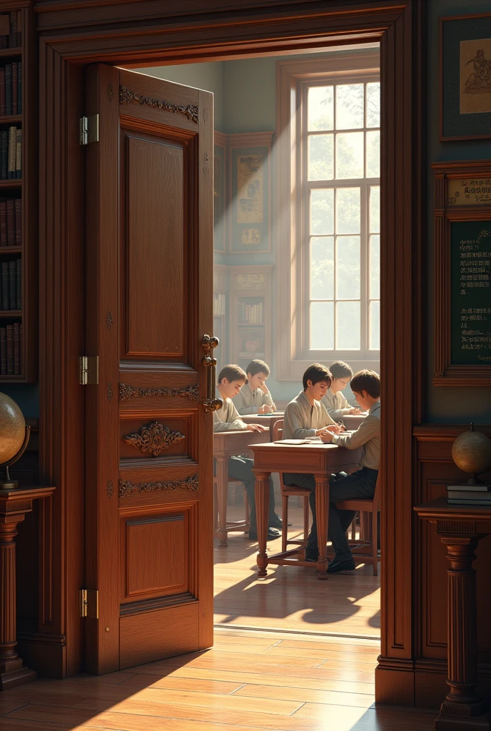 Wooden doors watching class