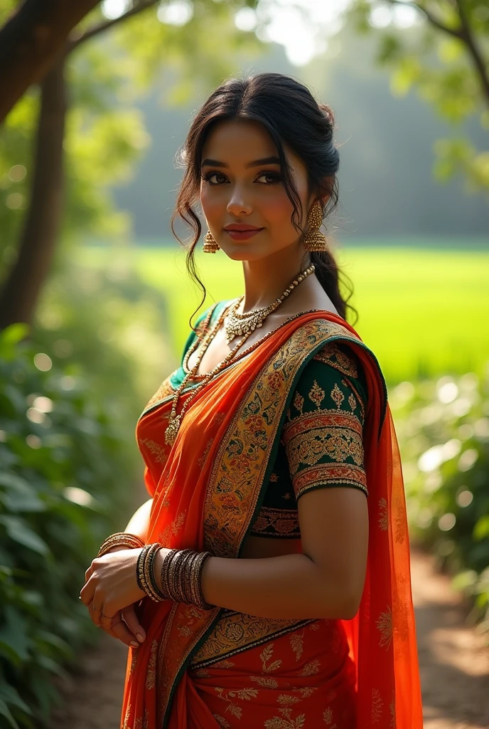 Burmese girl ass Myanmar dress flower painting is very detailed, Soft light glow effect, Cinematic look, Beautiful hair