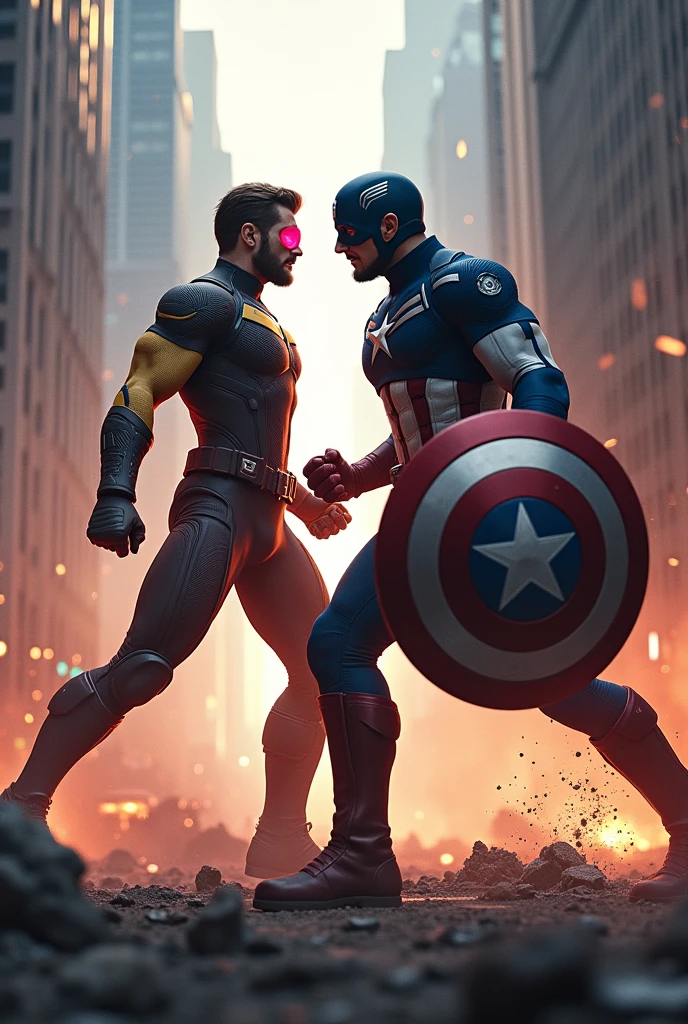 Cyclops of the X-Men vs. Captain America of the Avengers