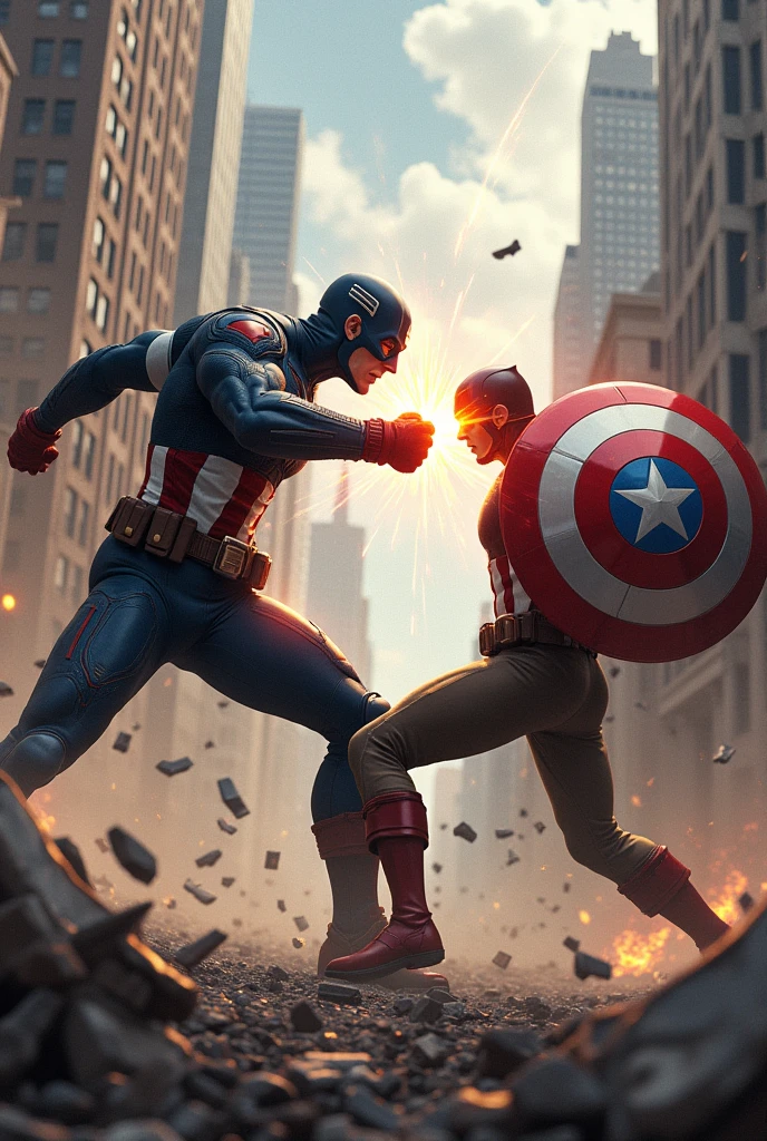 Cyclops of the X-Men vs. Captain America of the Avengers
