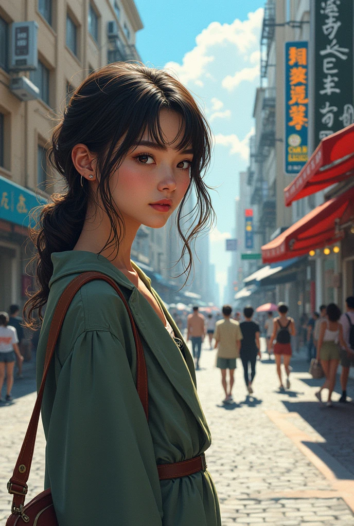 (masterpiece,best quality,Extremely detailed:1.6),illustration,, (Solitary,1 Girl,Beautiful and delicate eyes:1.2),, City,street,