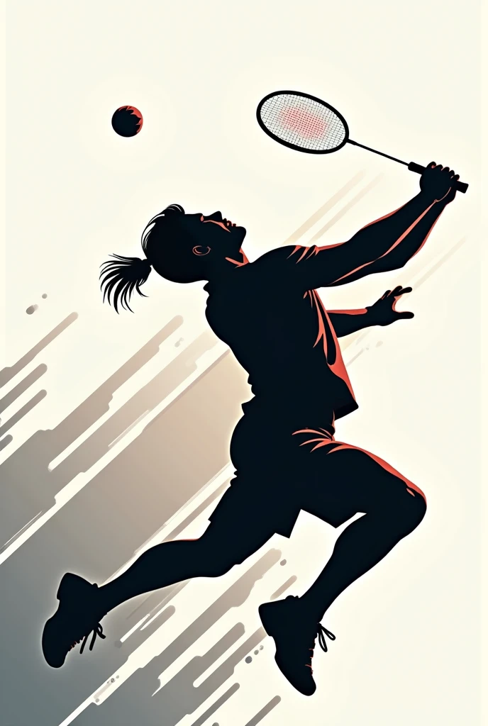 Badminton player hitting a smash。silhouette。Design。Poster。