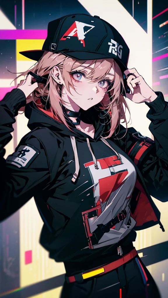 anime girl wearing a baseball cap and holding a phone, Anime Style 4 k, Anime Style. 8k, ig studios Anime Style, Anime Style artwork, high quality Anime art style, Girls Frontline Style, Cyberpunk anime in hoodie, Anime Style, modern Anime Style, trigger Anime art style, Cyberpunk anime, Anime Style art, From Girls Frontline, Anime art style