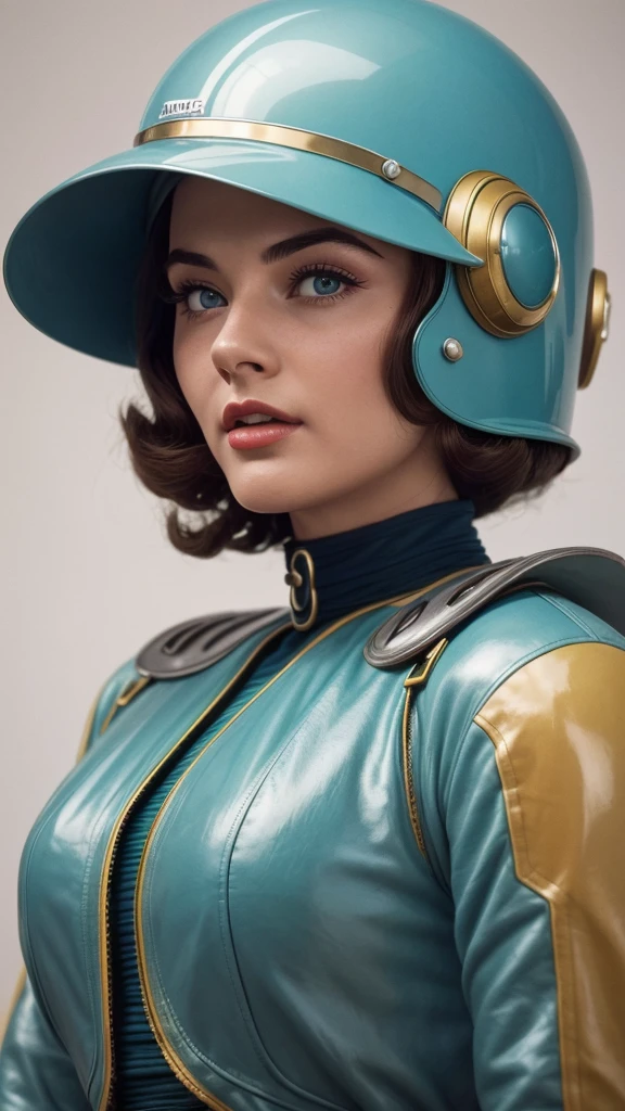 retro color work、Raw photo,Best Quality, master piece,high resolution,detailed,(Photorealsitic:1.4),Well-defined contours,1950retrofuturism、1950s retro science fiction drama、wore a strange helmet、50&#39;s retro-futuristic fashion clothes,young woman、perfect face、beautiful ,(50&#39;s retro-futuristic fashion clothesを着た(male))、sunlight,realistic shadow,realistic wilderness background,cinematic lighting, and 50&#39;s retro-futuristic robots、Robby the Robot、Buck Rogers、Flesh Gordon、BARBARELLA、Forbidden Planet、Lost in Space