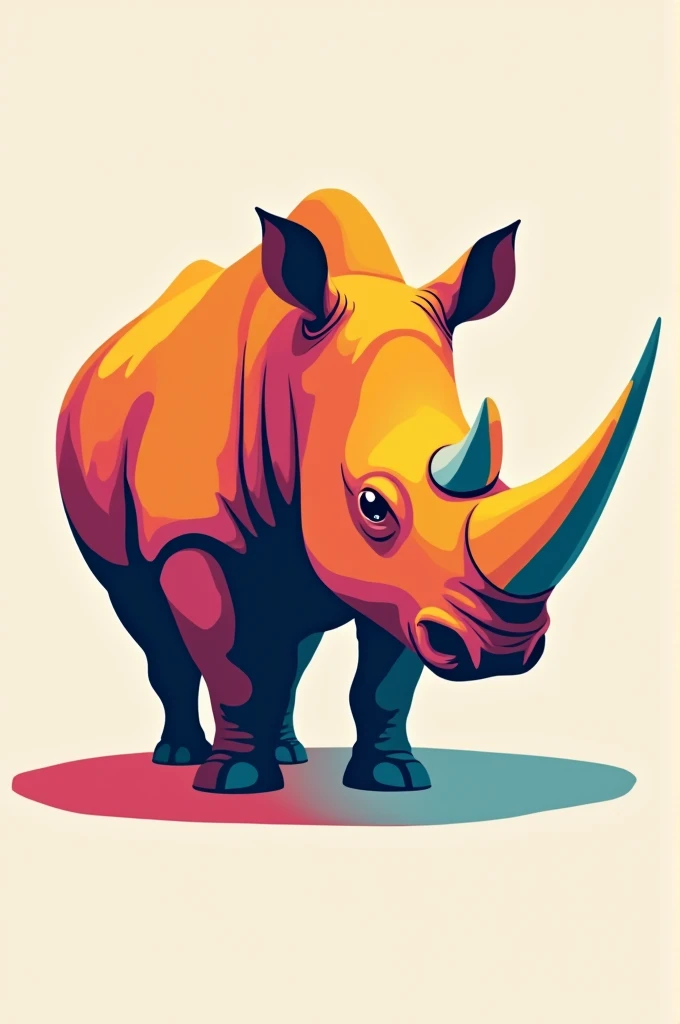a rhino illustration stickers, ((cut-out sticker of rhino)) stickers, ((vivid colors, colorful, pastel cute colors)), vector-art