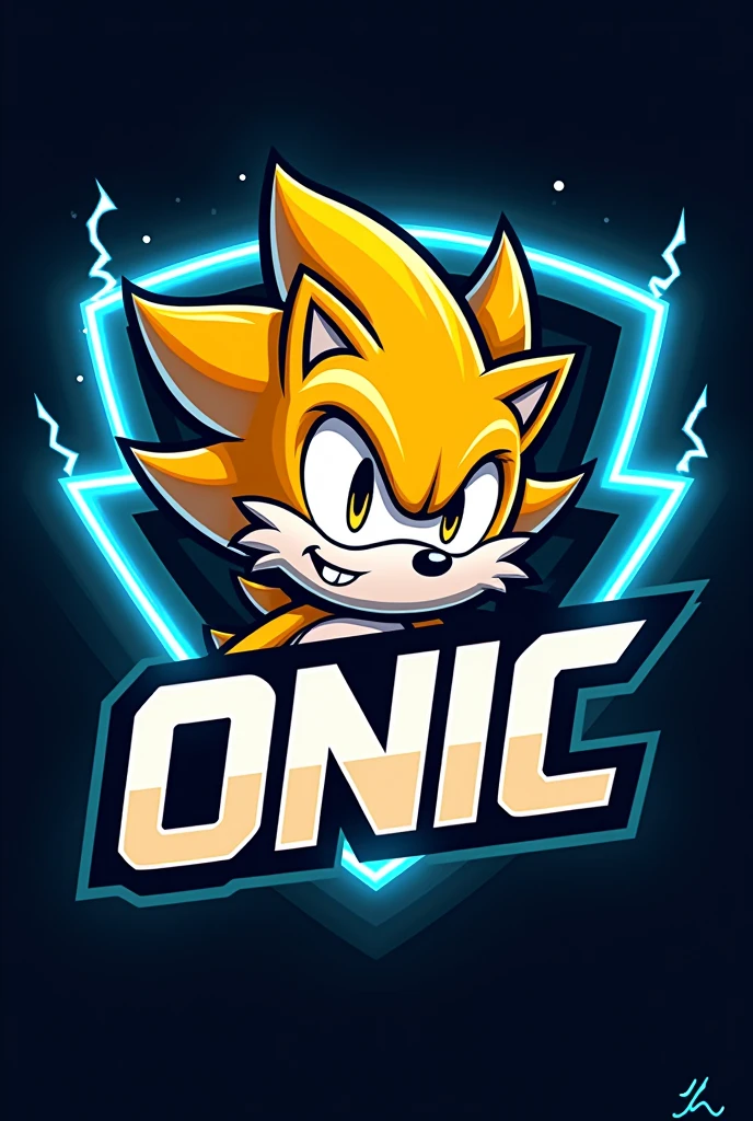 A yellow hedgehog-themed e-sports logo with lightning and the words ONIC. 