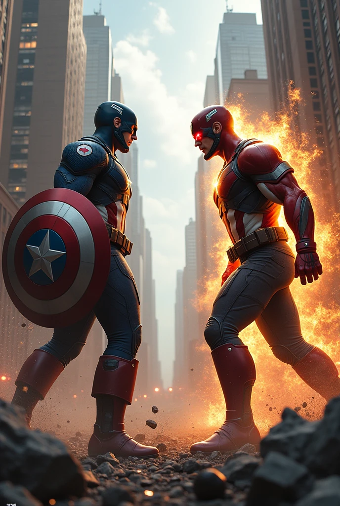 Cyclops of the X-Men vs. Captain America of the Avengers
