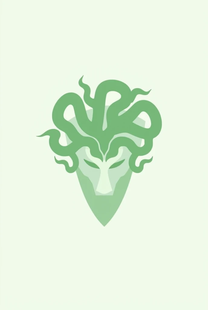 Green logo of a Medusa snake from Greek mythology, logo only as if it were white or black but instead of black it should be green and light, not so much detail