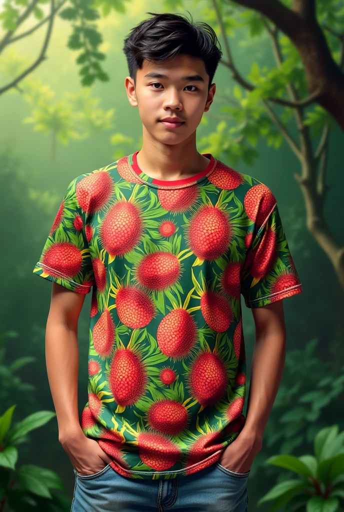 T-shirt, rambutan pattern