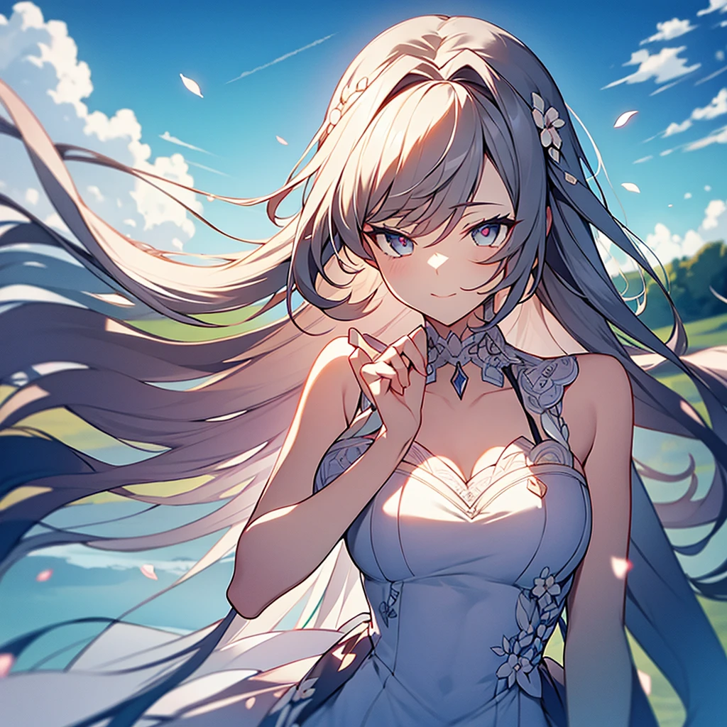{{{Masterpiece}, }}, {Very detailed CG unity 8k wallpaper.}, miraculous, exquisite details, alone, {{floating hair}, }, {{Sakura}, }, outdoor, sky, {{wind}, }, Detailed background, Beautifully detailed eyes, see through:evening dress:0.3, rift, bright student, {{full body}, }, dynamic gesture, Dynamic angle, rift, look at viewer, detailed clothing, movie light, close up, best quality