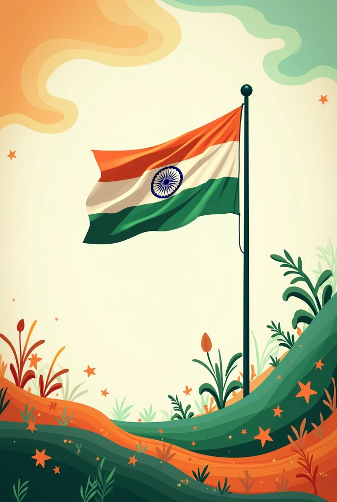 A poster for 15th august for a shoes selling page with flag with a aesthetic picture and some small slogan independence day for Independence day for India