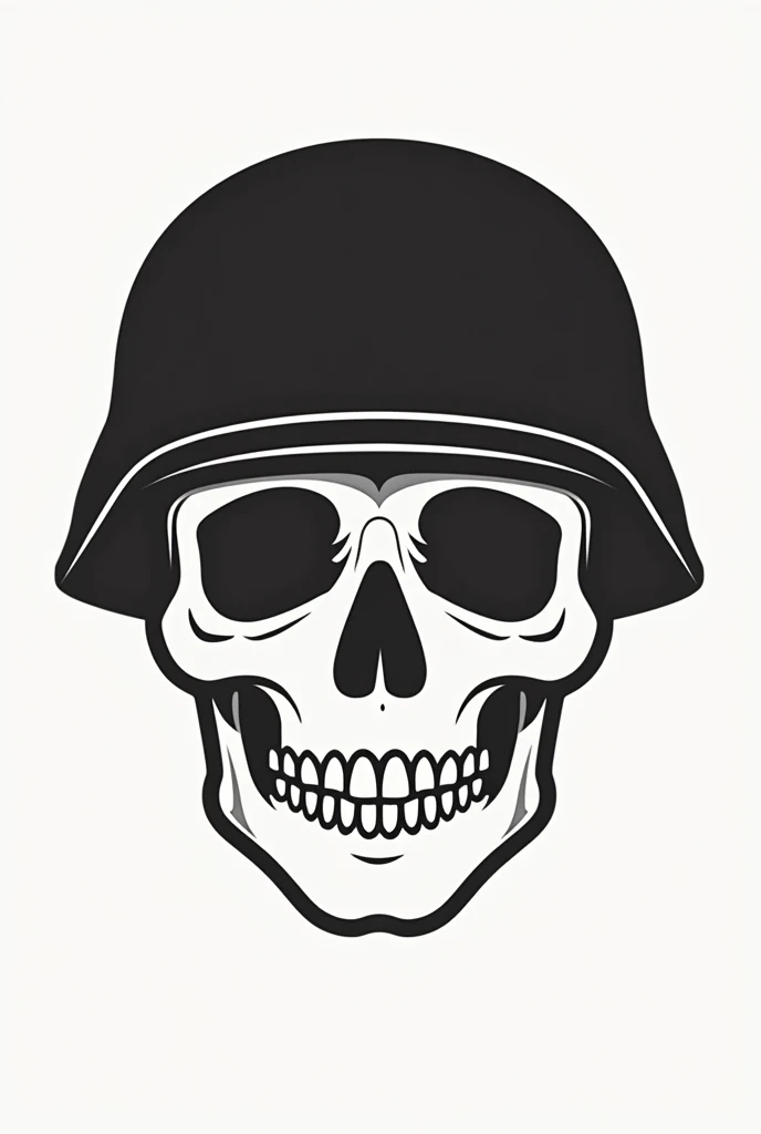 Minimalist skull with military helmet png vector black and white