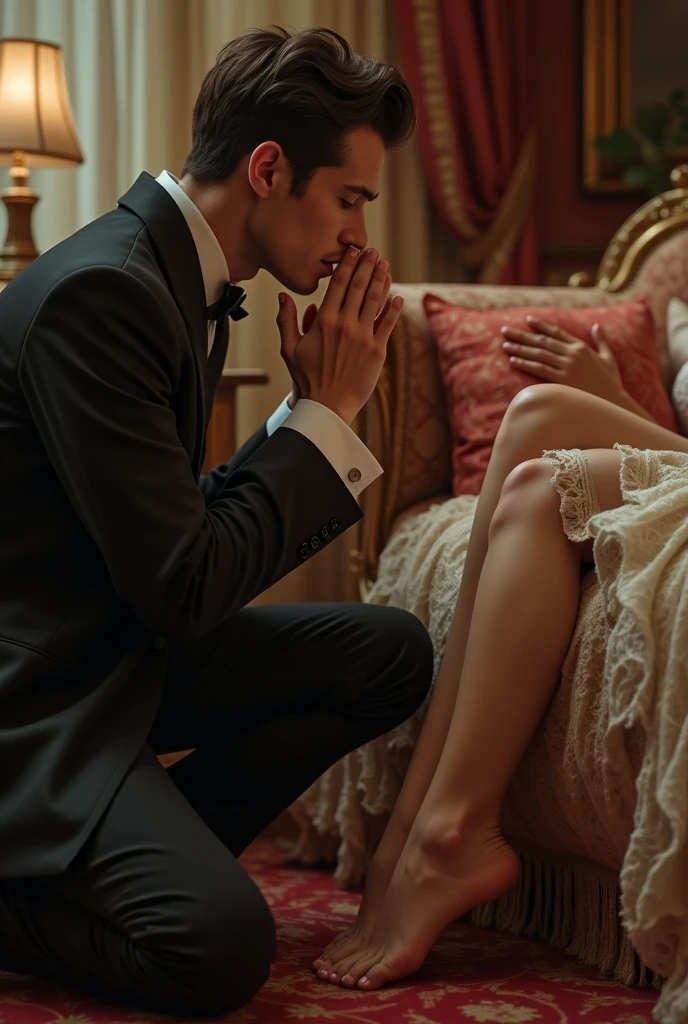 Man kissing women feet